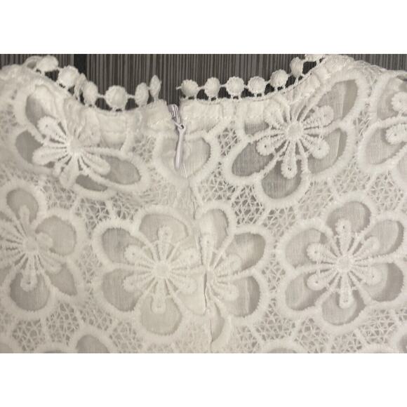 Girls White Eyelet Floral Dress Size 6/6x Cotton Blend Lined - Picture 5 of 6